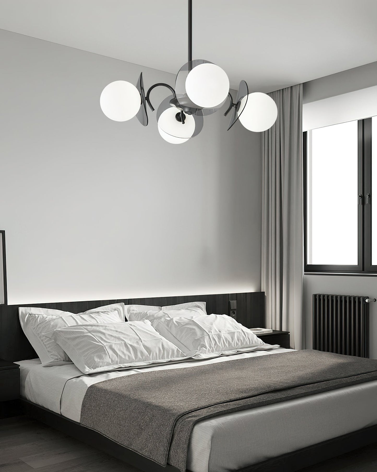 Molecular Glass Chandelier | Black Brass Frame | 4, 5, or 8 Heads