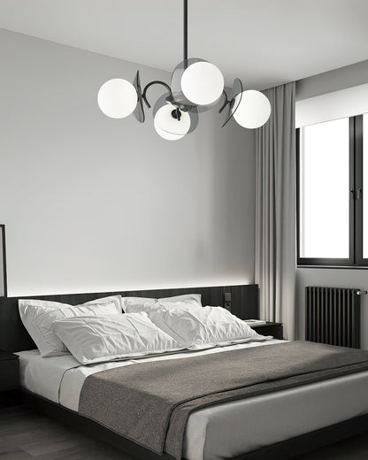 Molecular Glass Chandelier | Black Brass Frame | 4, 5, or 8 Heads