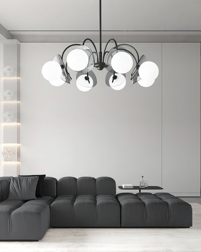 Molecular Glass Chandelier | Black Brass Frame | 4, 5, or 8 Heads