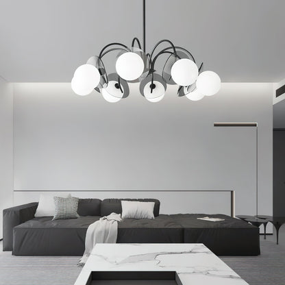 Molecular Glass Chandelier | Black Brass Frame | 4, 5, or 8 Heads