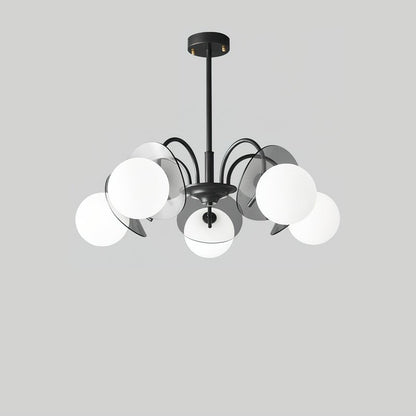 Molecular Glass Chandelier | Black Brass Frame | 4, 5, or 8 Heads