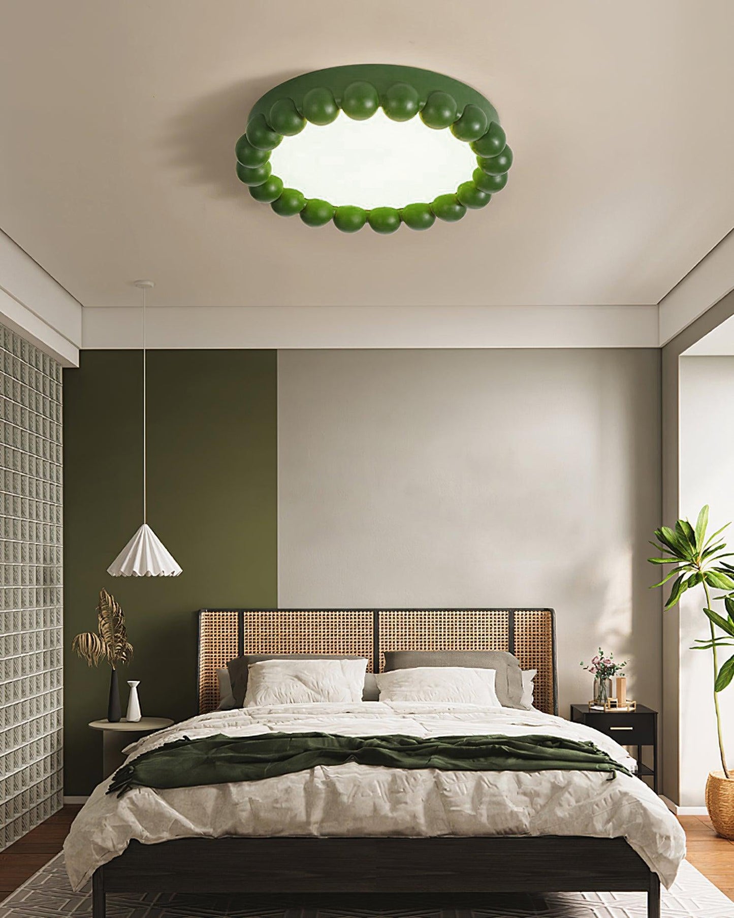 Molina Ceiling Lamp | Resin & Acrylic | White, Green, Beige