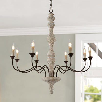 Molina Chandelier | Distressed Wood & Rusted Iron | 8-Light