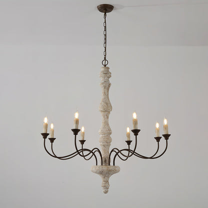 Molina Chandelier | Distressed Wood & Rusted Iron | 8-Light