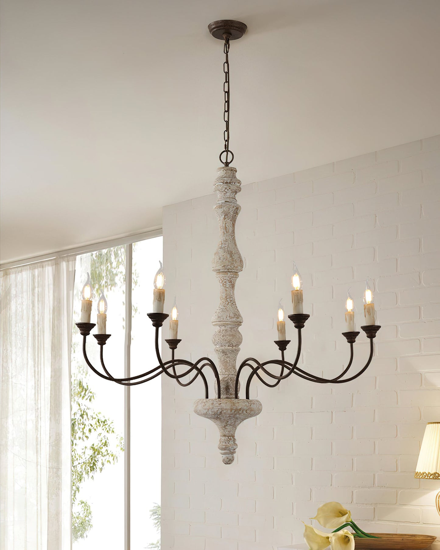 Molina Chandelier | Distressed Wood & Rusted Iron | 8-Light