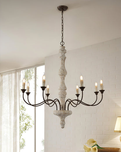 Molina Chandelier | Distressed Wood & Rusted Iron | 8-Light