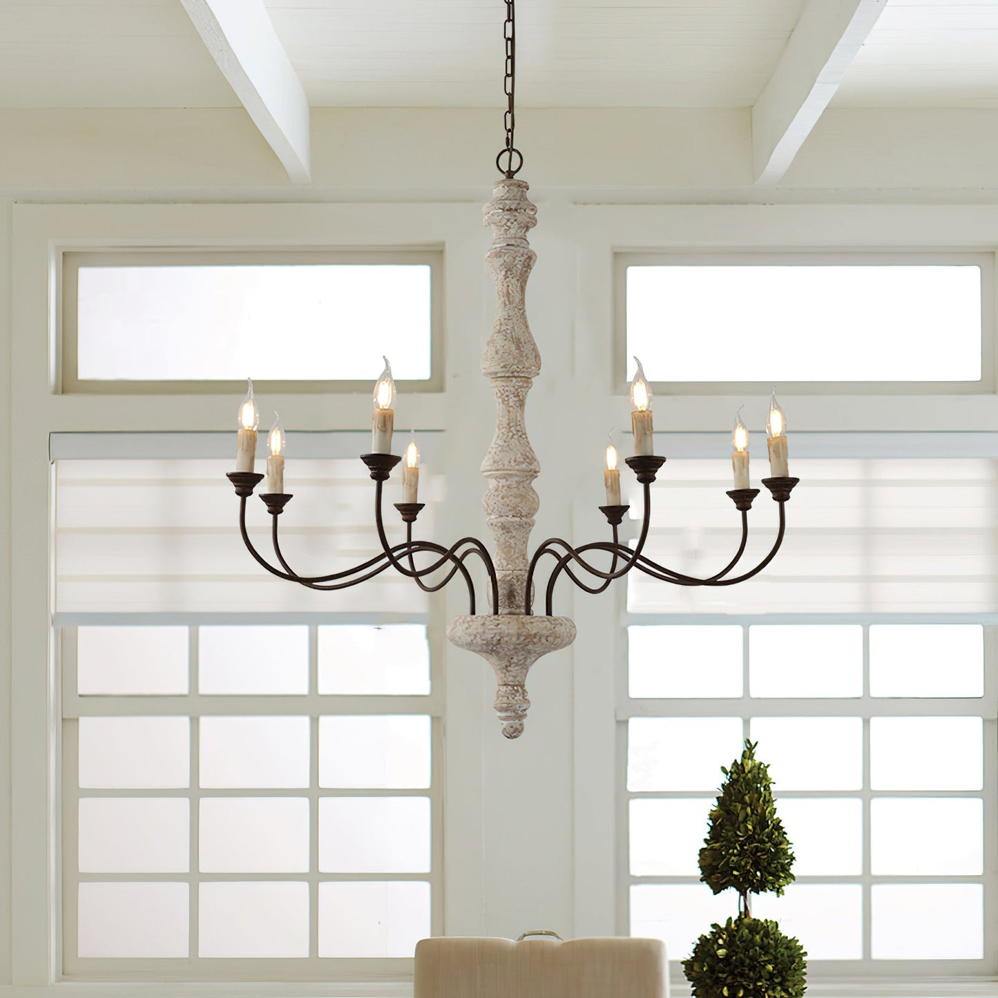 Molina Chandelier | Distressed Wood & Rusted Iron | 8-Light