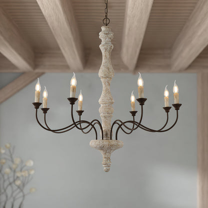 Molina Chandelier | Distressed Wood & Rusted Iron | 8-Light