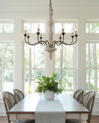 Molina Chandelier | Distressed Wood & Rusted Iron | 8-Light