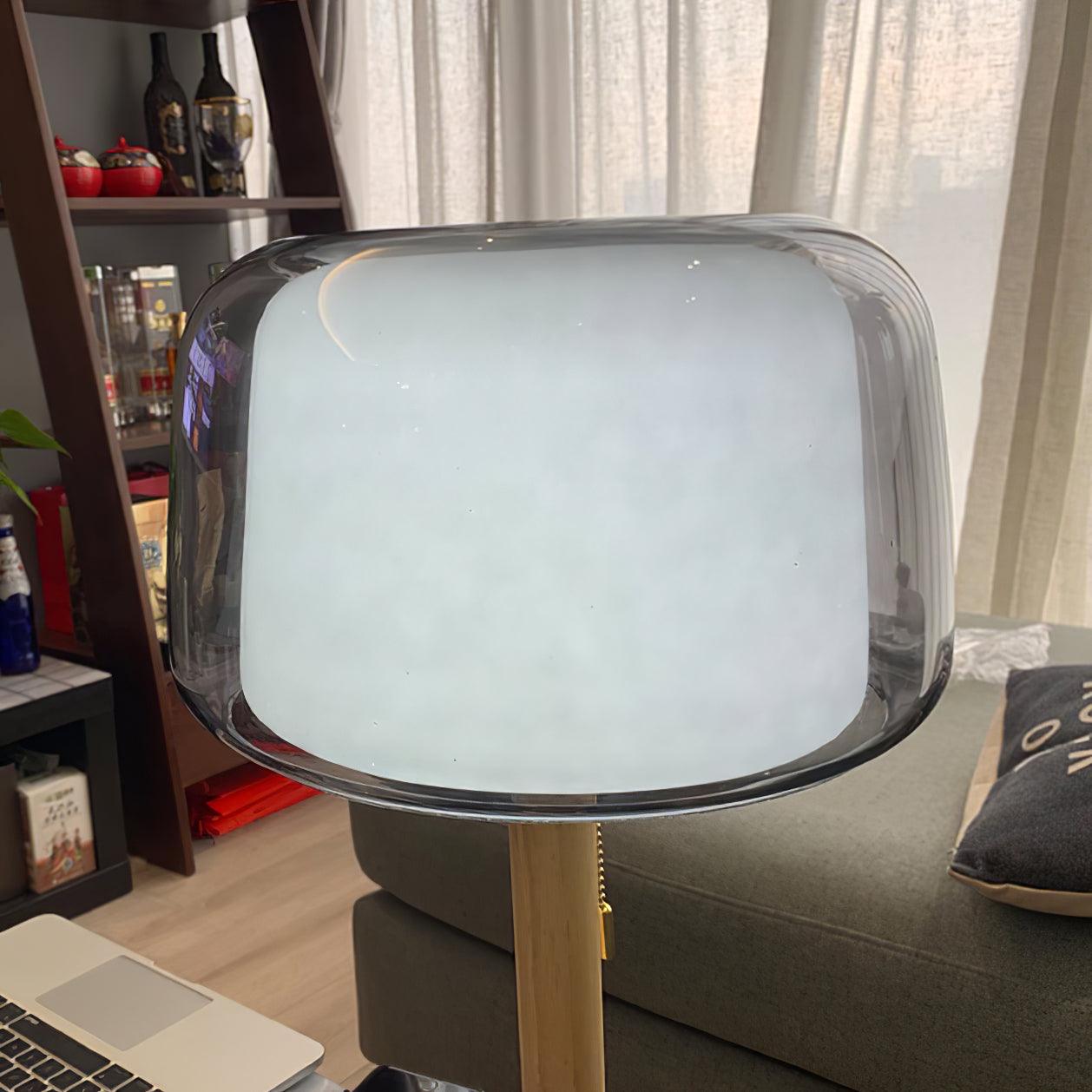 Mona Glass Table Lamp | Metal, Marble, Glass | Black, Wood Color, Gray