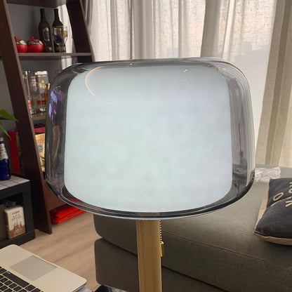 Mona Glass Table Lamp | Metal, Marble, Glass | Black, Wood Color, Gray