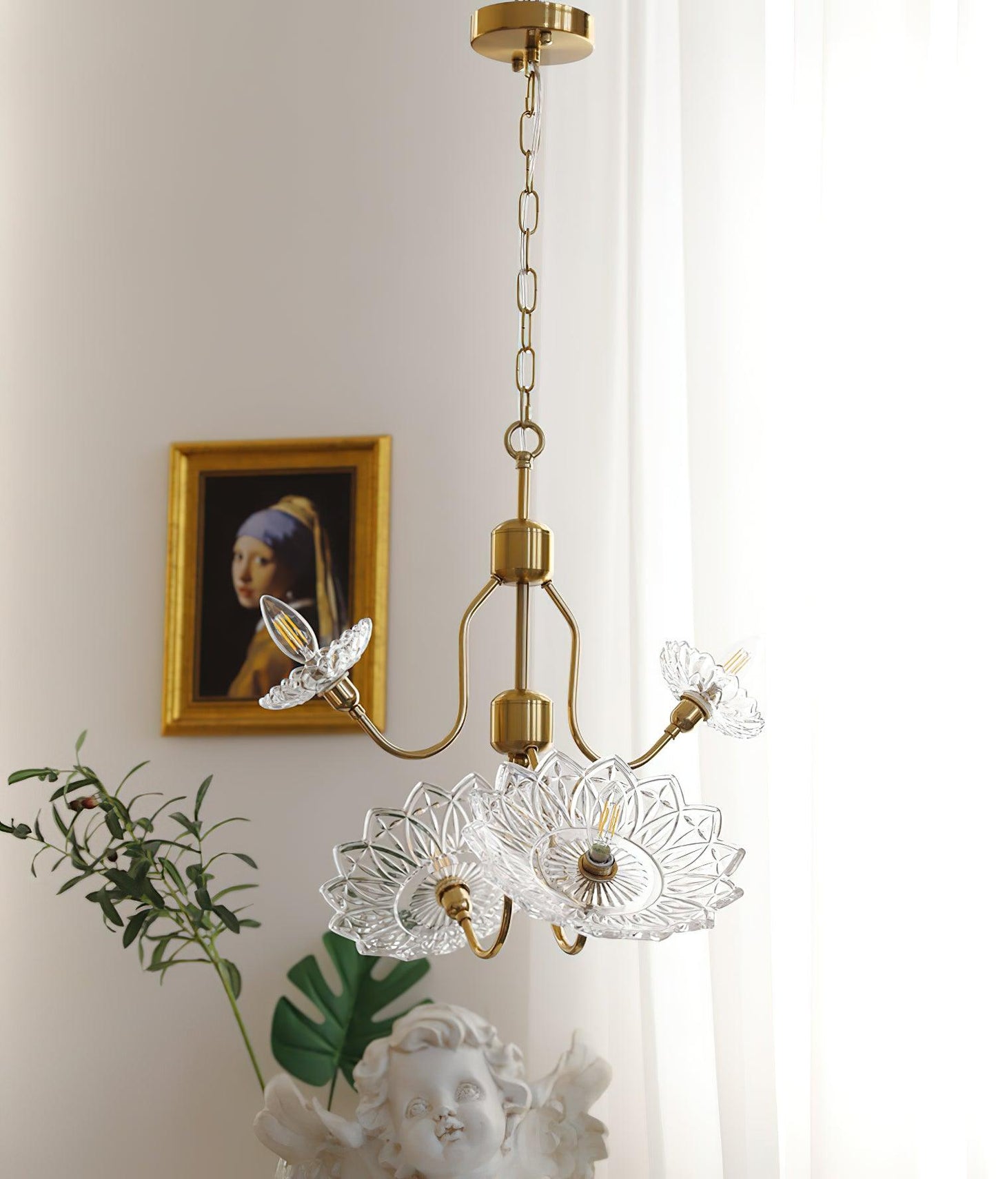Monique Lhuillier Chandelier | Antique Copper & Glass | 4 or 6 Heads