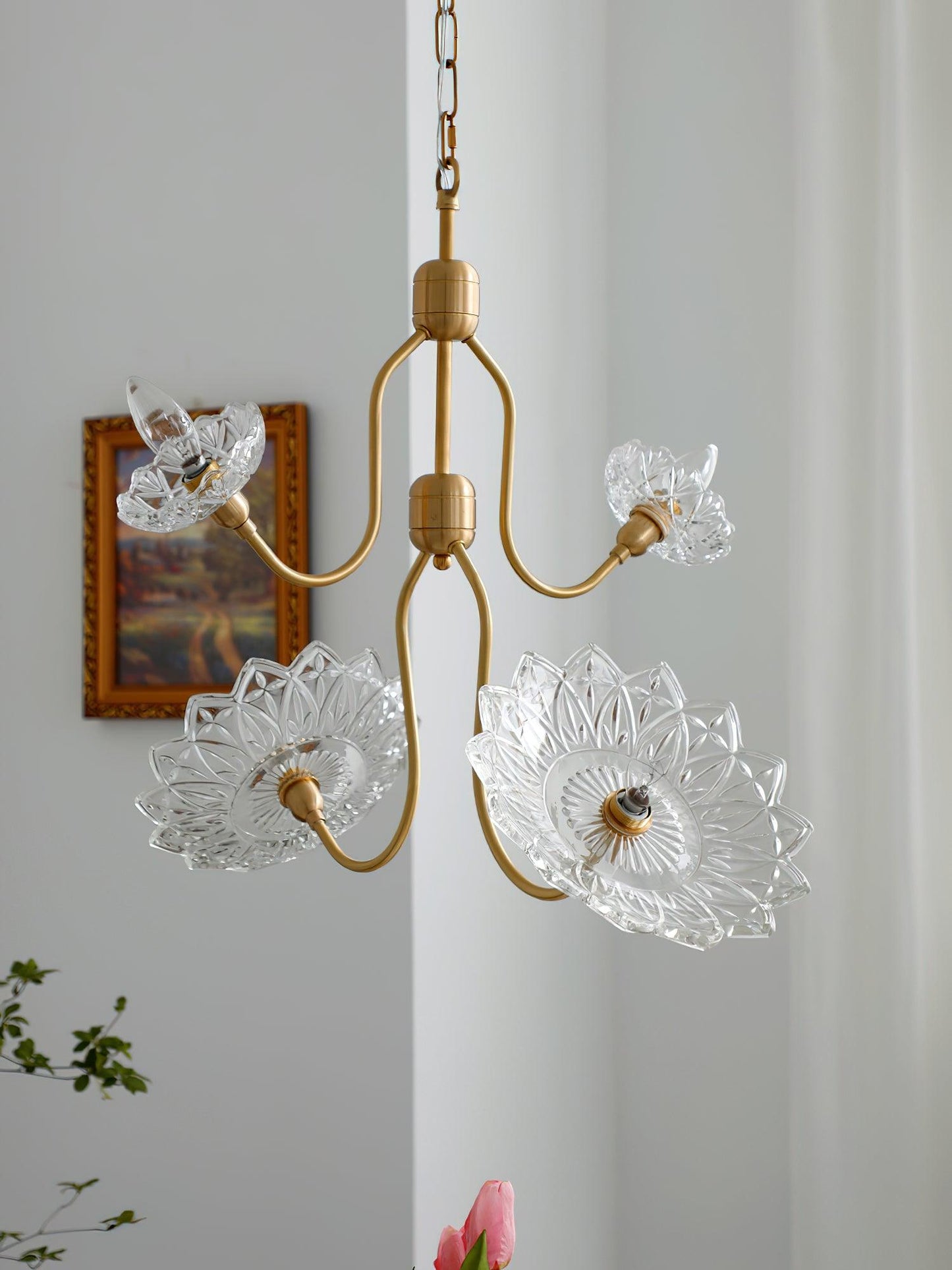 Monique Lhuillier Chandelier | Antique Copper & Glass | 4 or 6 Heads