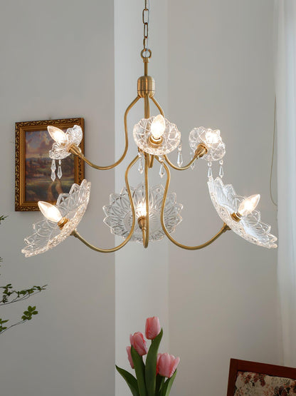 Monique Lhuillier Chandelier | Antique Copper & Glass | 4 or 6 Heads