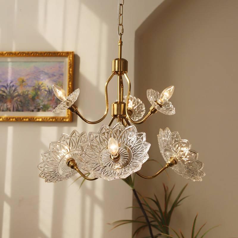 Monique Lhuillier Chandelier | Antique Copper & Glass | 4 or 6 Heads