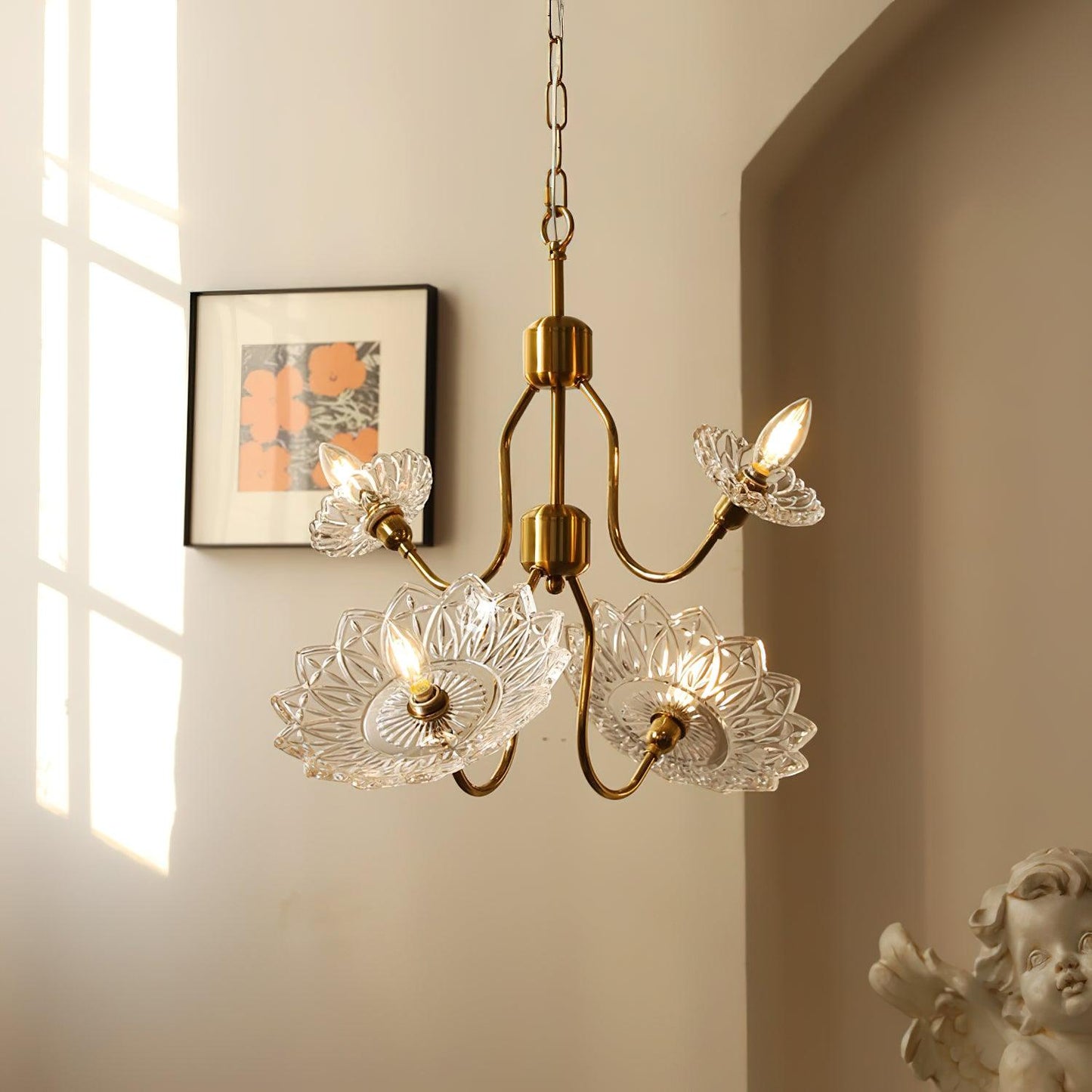 Monique Lhuillier Chandelier | Antique Copper & Glass | 4 or 6 Heads