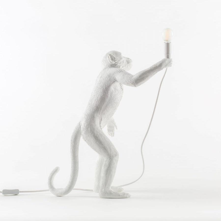 Monkey Table Lamp | Resin & Metal | Black or White