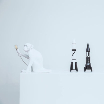 Monkey Table Lamp | Resin & Metal | Black or White