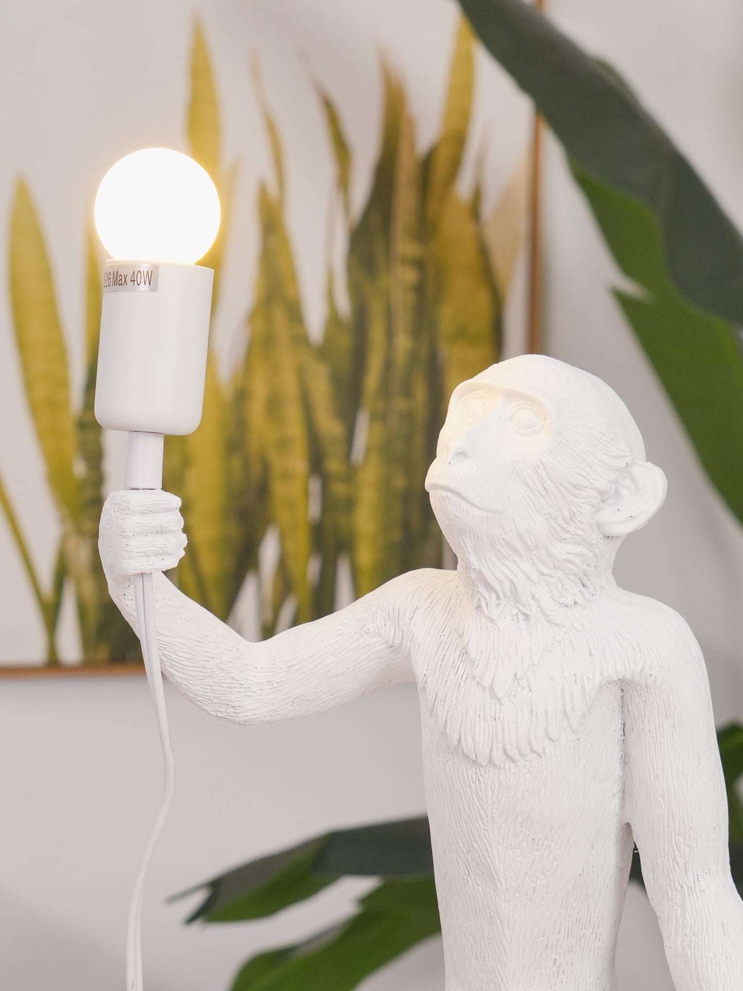 Monkey Table Lamp | Resin & Metal | Black or White