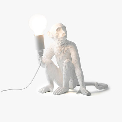 Monkey Table Lamp | Resin & Metal | Black or White