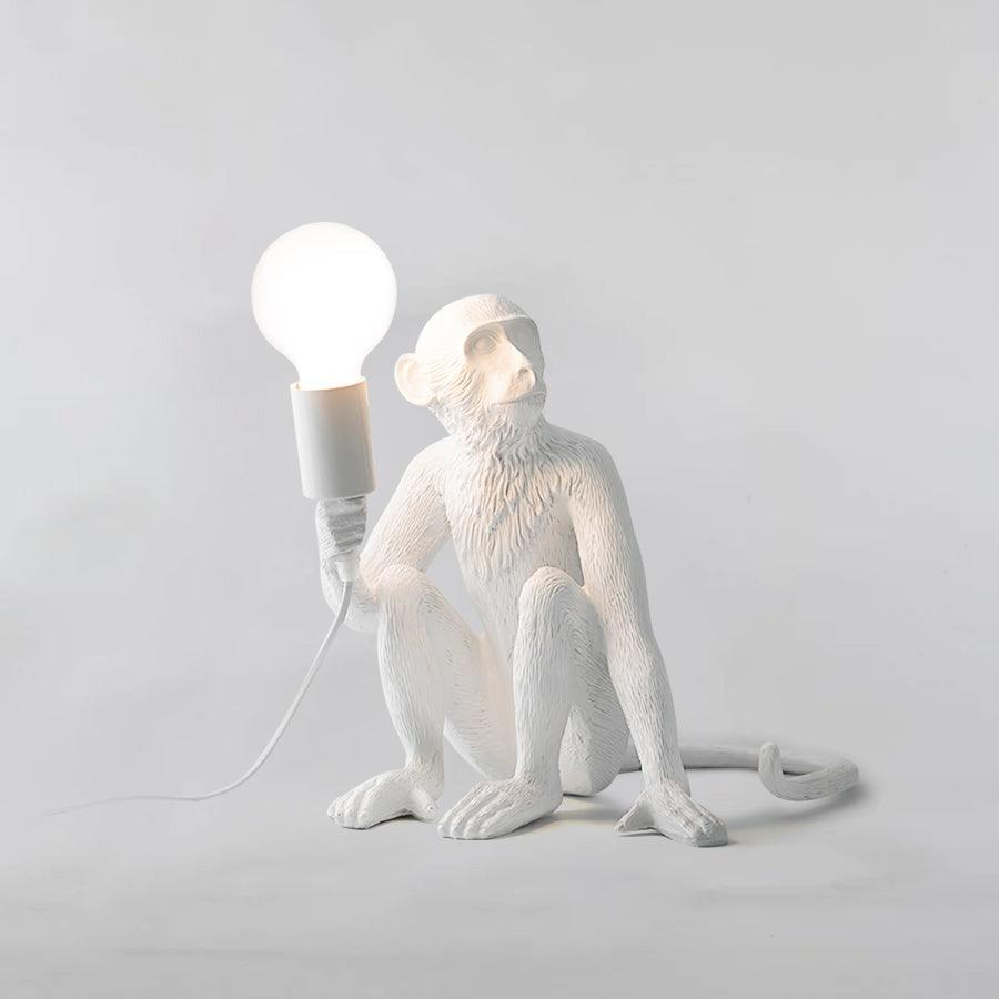 Monkey Table Lamp | Resin & Metal | Black or White