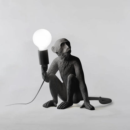 Monkey Table Lamp | Resin & Metal | Black or White