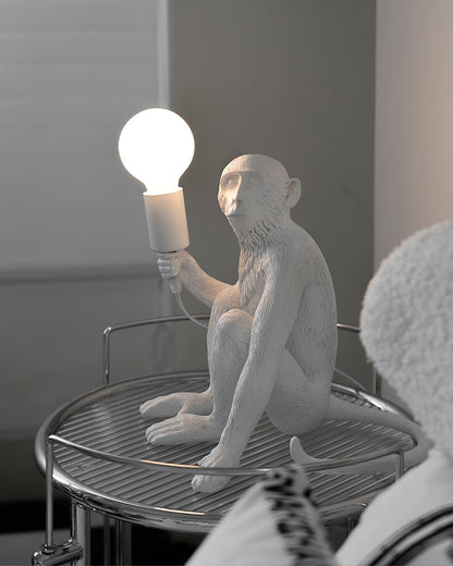 Monkey Table Lamp | Resin & Metal | Black or White