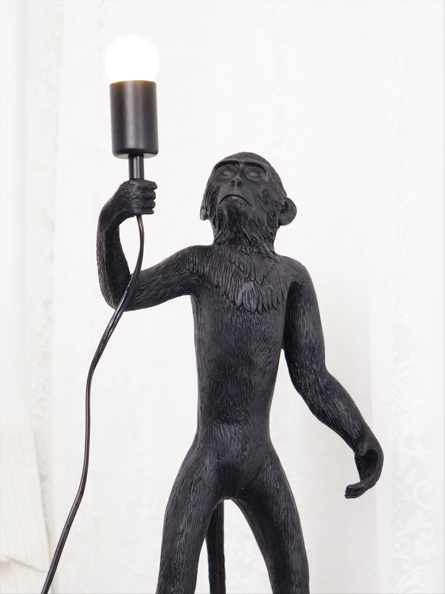 Monkey Table Lamp | Resin & Metal | Black or White