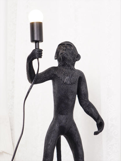 Monkey Table Lamp | Resin & Metal | Black or White
