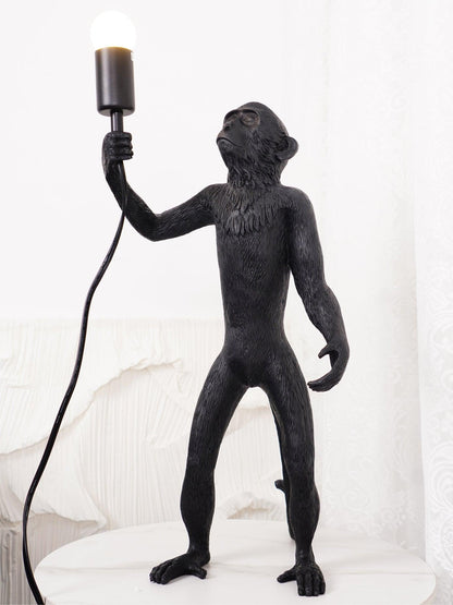 Monkey Table Lamp | Resin & Metal | Black or White