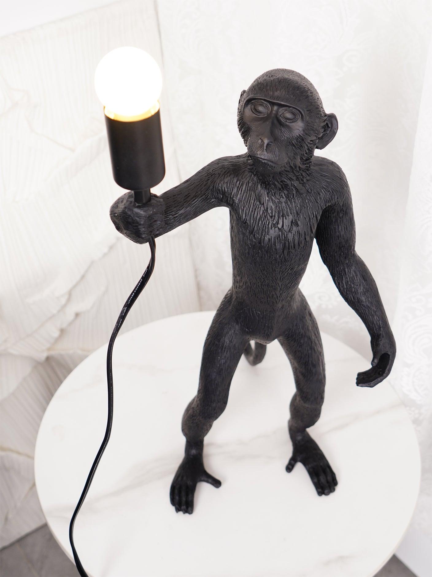 Monkey Table Lamp | Resin & Metal | Black or White