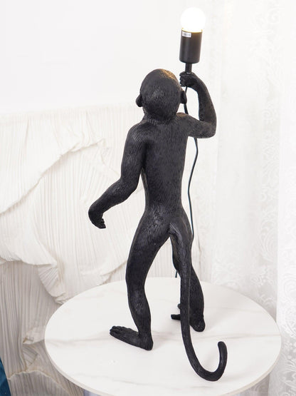 Monkey Table Lamp | Resin & Metal | Black or White