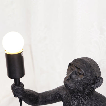 Monkey Table Lamp | Resin & Metal | Black or White