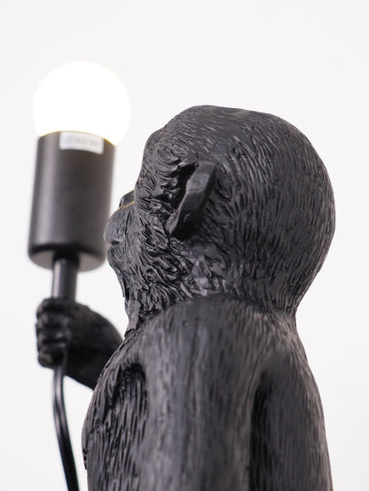 Monkey Table Lamp | Resin & Metal | Black or White