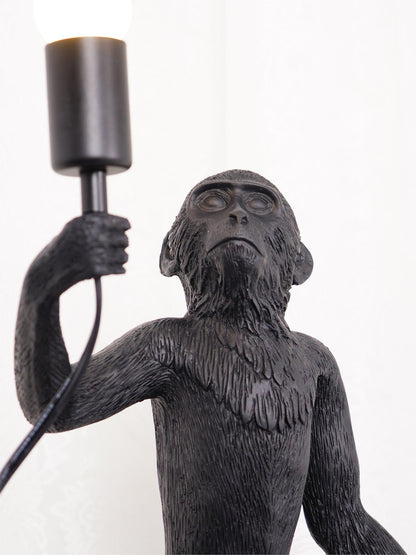 Monkey Table Lamp | Resin & Metal | Black or White