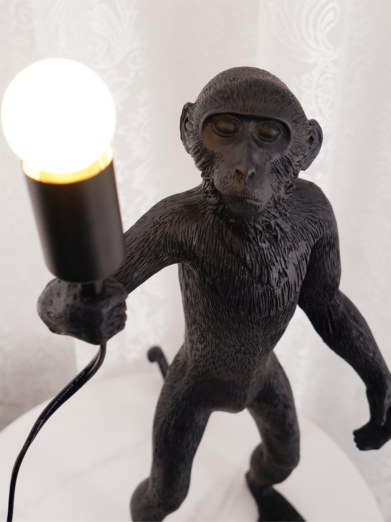 Monkey Table Lamp | Resin & Metal | Black or White