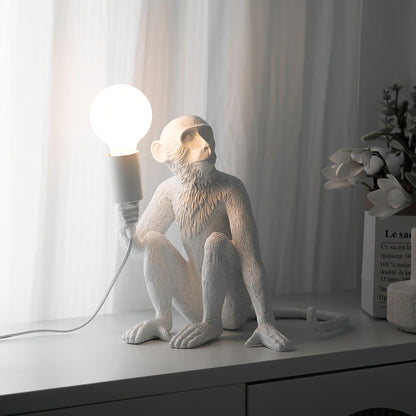 Monkey Table Lamp | Resin & Metal | Black or White