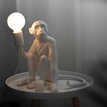 Monkey Table Lamp | Resin & Metal | Black or White