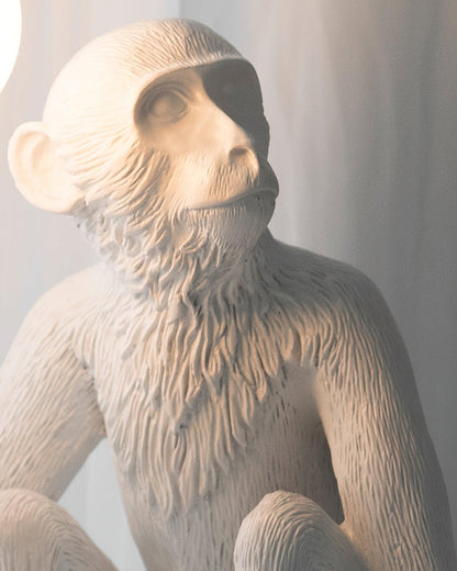 Monkey Table Lamp | Resin & Metal | Black or White