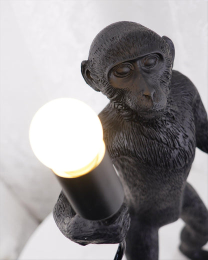Monkey Table Lamp | Resin & Metal | Black or White