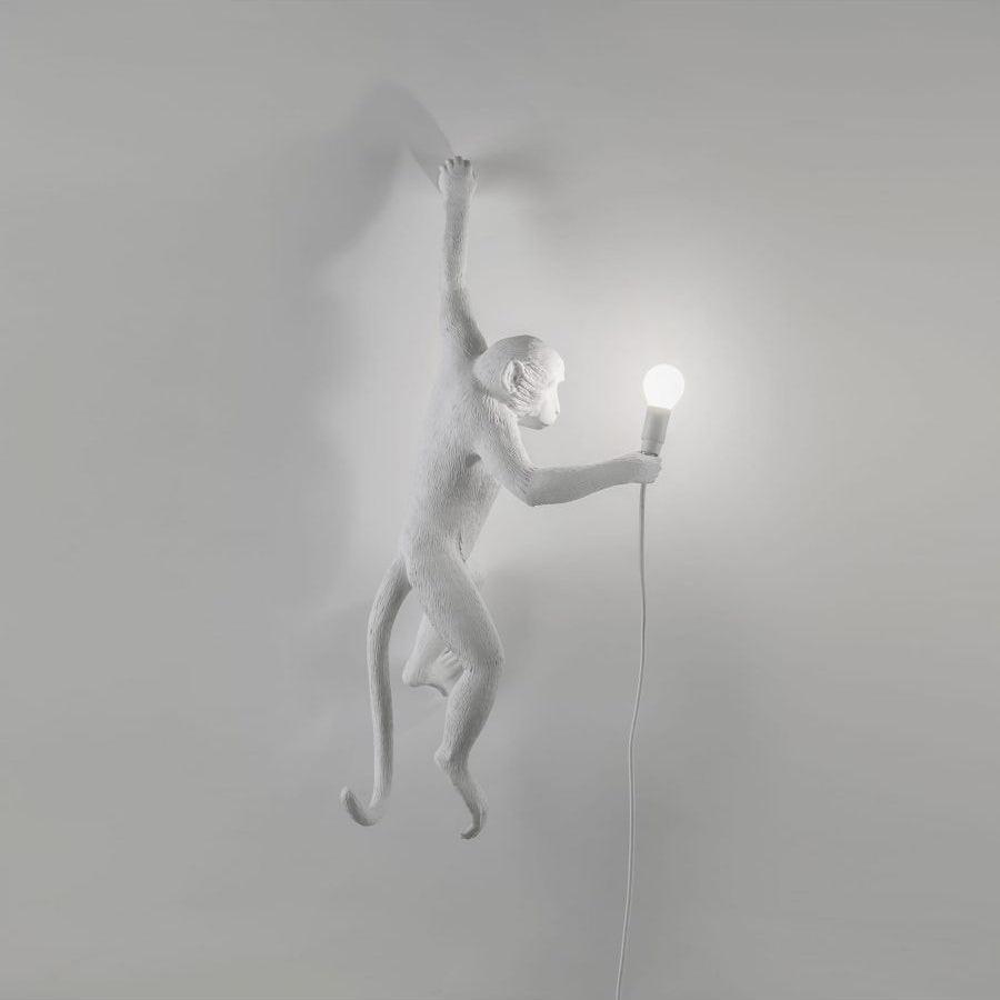 Monkey Wall Lamp | Resin & Metal | Black, Gold, White