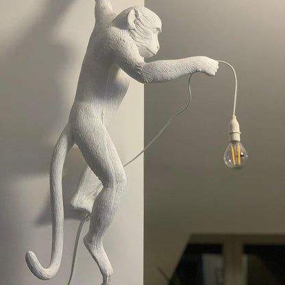 Monkey Wall Lamp | Resin & Metal | Black, Gold, White