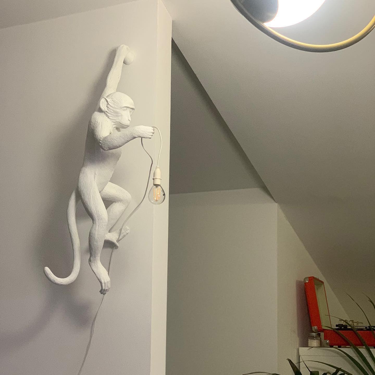 Monkey Wall Lamp | Resin & Metal | Black, Gold, White