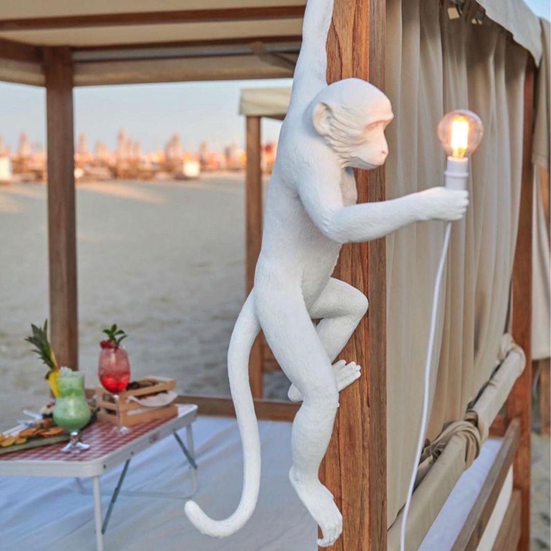 Monkey Wall Lamp | Resin & Metal | Black, Gold, White