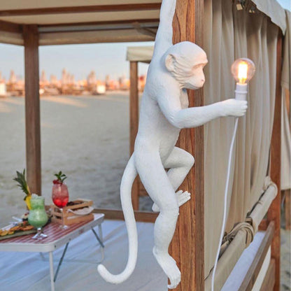 Monkey Wall Lamp | Resin & Metal | Black, Gold, White