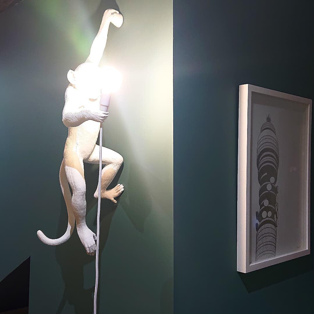 Monkey Wall Lamp | Resin & Metal | Black, Gold, White