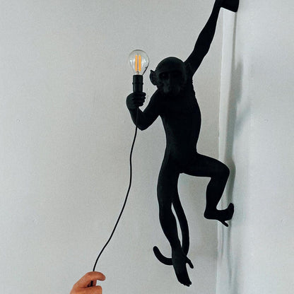 Monkey Wall Lamp | Resin & Metal | Black, Gold, White