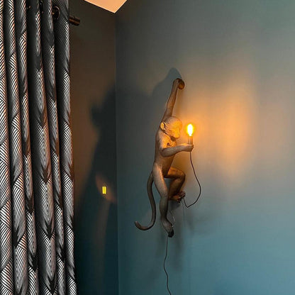 Monkey Wall Lamp | Resin & Metal | Black, Gold, White