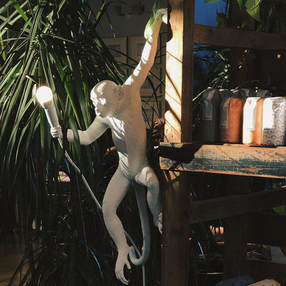 Monkey Wall Lamp | Resin & Metal | Black, Gold, White