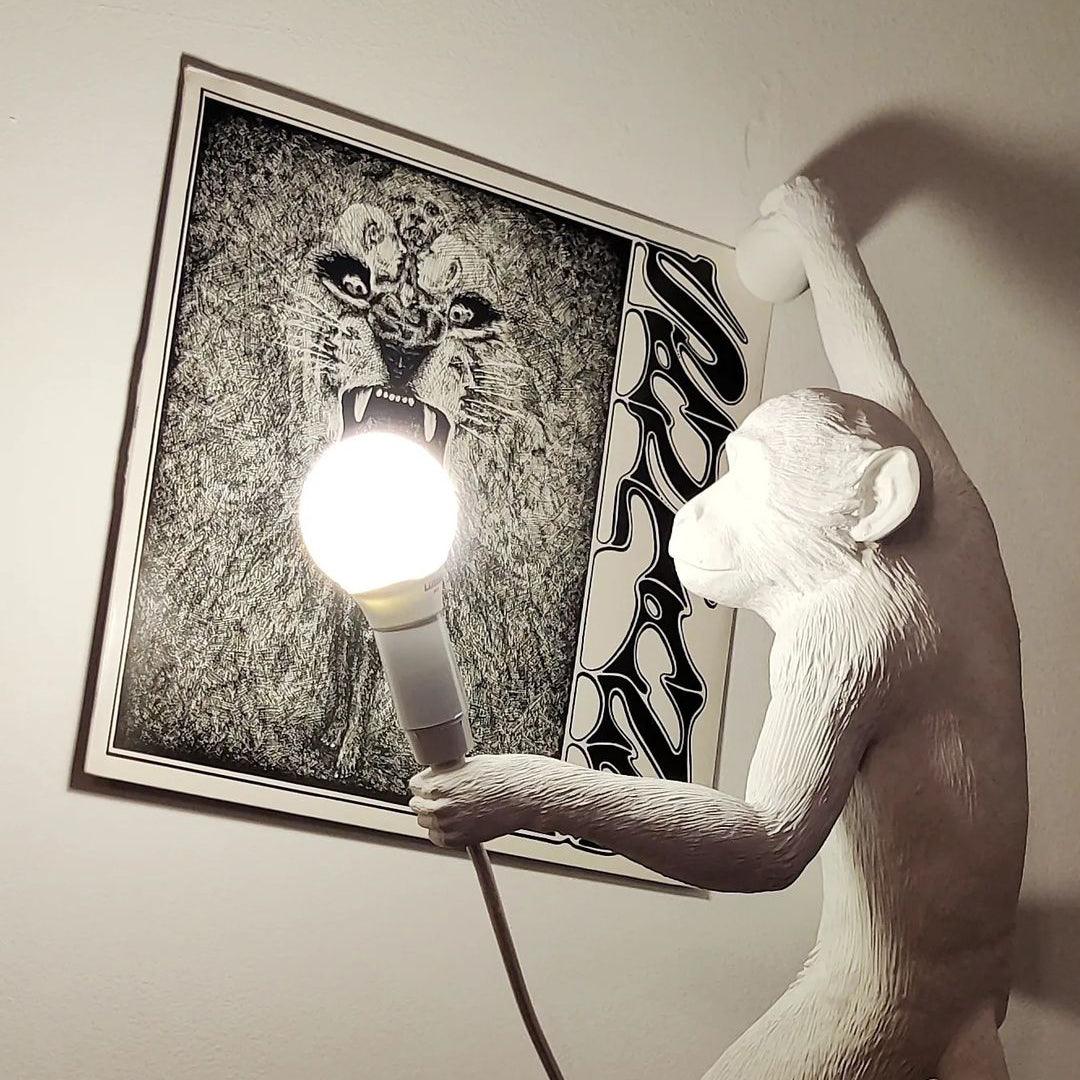 Monkey Wall Lamp | Resin & Metal | Black, Gold, White